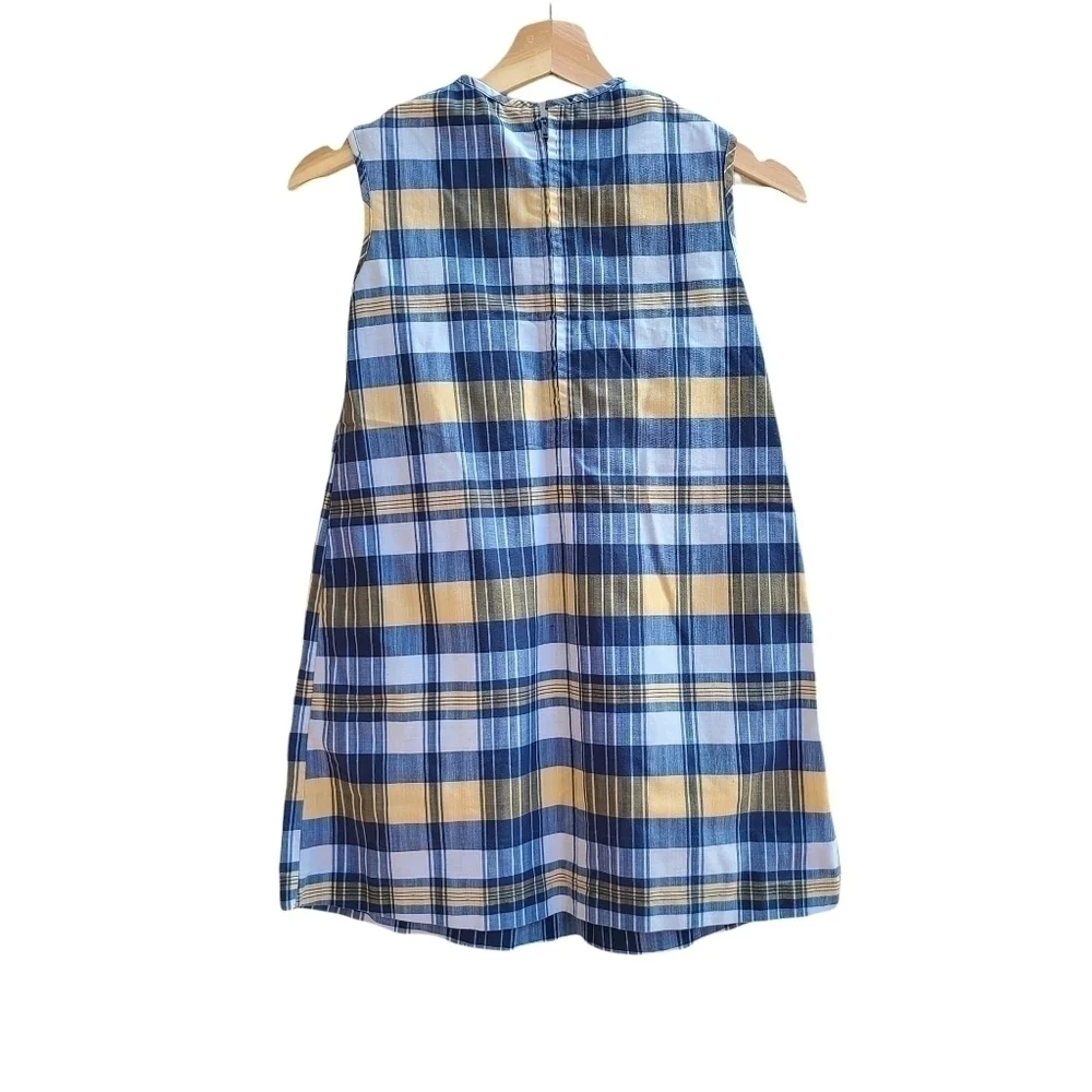 Karp Kid's Plaid Dress, Smocking, Blue And Yellow, Size 12 Kids